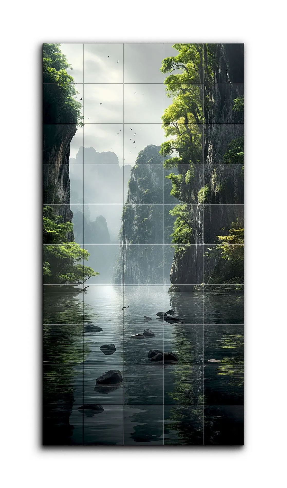Serene Reflections: Tranquil Cliffside Landscape