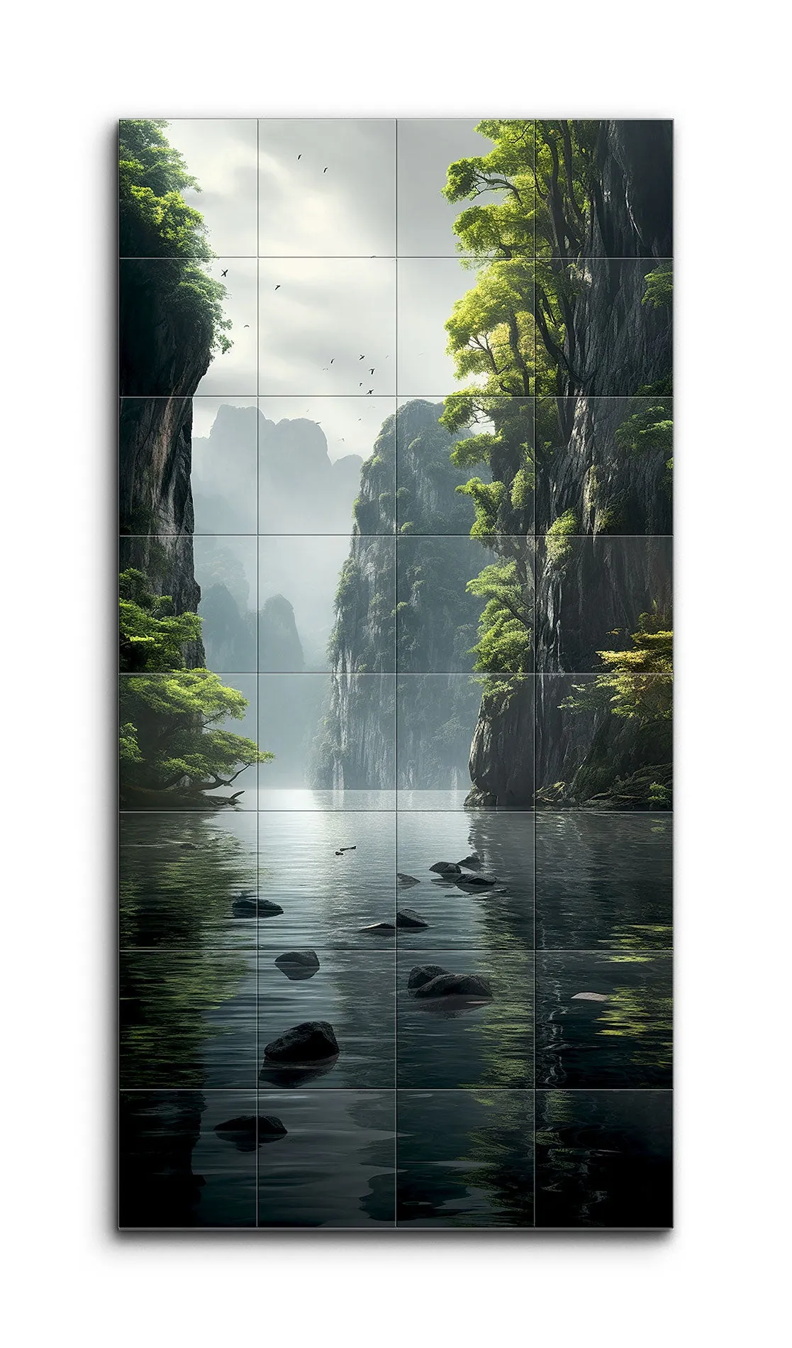 Serene Reflections: Tranquil Cliffside Landscape